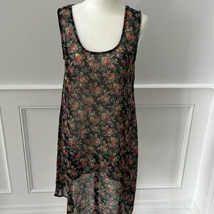 ASOS Maternity sheer sleeveless shift midi dress black floral  8 women's